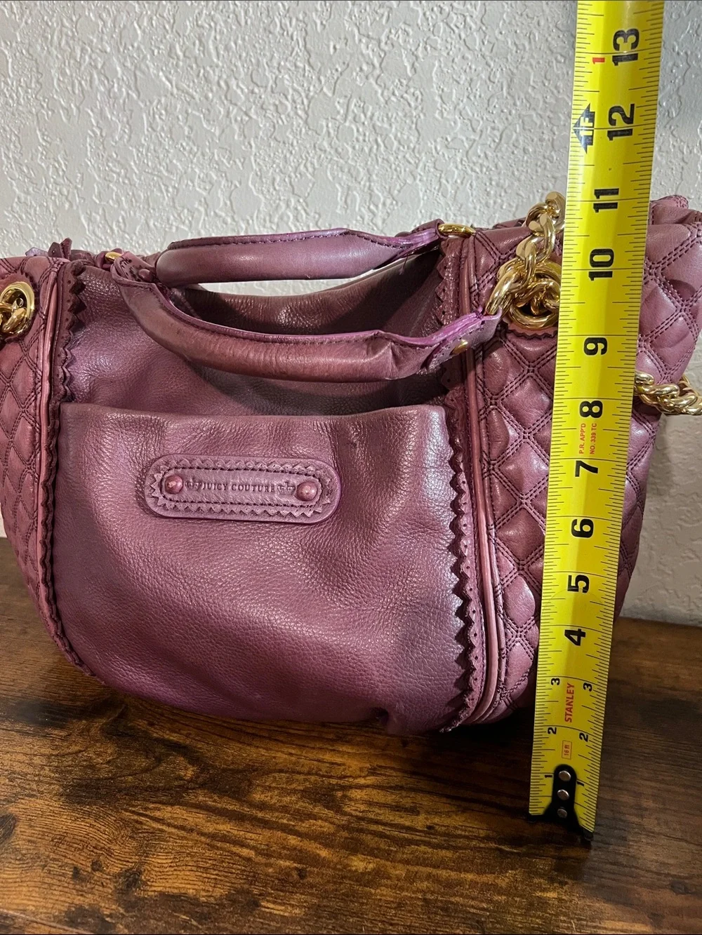 Beautiful Juicy Couture Plum Quilted Leather Hobo with Gold Chain